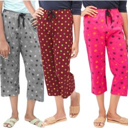 Women Maroon, Grey, Pink Capri-image-3