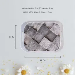 Large Era tray Pure melamine Heat Resistant,Elegant,Durable, Versatile, CONCRETE Tray Serving Set-image-5