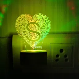Alphabet S Heart Shape 3D Illusion Led Multi Color Changing Birthday Gift Night Lamp-25