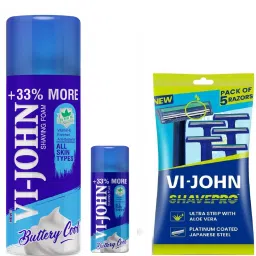 SHAVING FOAM ALL SKIN TYPE 400GM (PACK OF 1) + After Shave Lotion 50ML + RAZOR-2