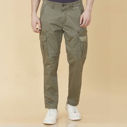 being human Men Slim Fit Green Cotton Blend Trousers-picture-33