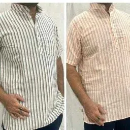 Pack of 2 Men Striped Khadi Cotton A-line Kurta-image-31