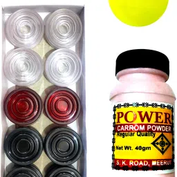 ®Premium quality 20 Crystal coins With 1 stricker & 1 powder 40gm Carrom Pawns-image-86