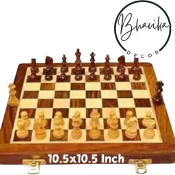 Wooden Foldable Chess Board With Chess Pieces| 10.5x10.5 Inch 26.67 cm Chess Board-26