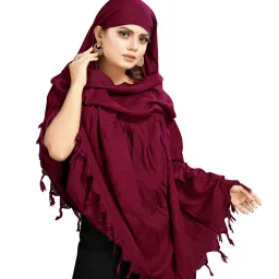 Self Design Cotton Rayon Blend Women Pink Fancy Scarf, Scarf, Stole, Faux Turtleneck Neck Cover-picture-9