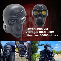 autopowerz Skull LED Fog Light Yellow/White Stable & Flashing with Red Devil Eye Effect Fog Lamp Car, Motorbike LED (12 V, 30 W) image 5