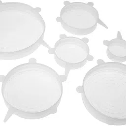 Silicon Stretch Lids Covers Reusable Food Container Cover Seal for Microwave Safe, Kitchen, Bowl, Cups, Mugs, Utensils, Glasses, Cans, Plates - Set of 6 with Various Sizes 2.6 inch, 3.8 inch, 4.5 inch, 5.7 inch, 6.5 inch, 8.3 inch Lid Set-18