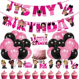 Boss Baby Half Birthday Decorations, Baby Boss 6 Month Birthday Party Supplies Set, Baby Party Supplies, Baby Party for Boss Pink Girl ,Black Girl Boss Baby Buttons Party Favors Supplies,Children Carnival Party Supplies Decoration (PACK OF 37)-image-8
