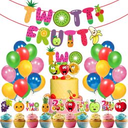 Twotti Frutti 2nd Birthday Decorations,Second Birthday Party Supplie(Pack of 37)-image-29
