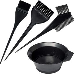 Professional 4Pc Saloon Hair Dye Brush Kit: Hair Color Brushes & Mixing Bowl Set-22