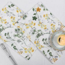 Linear Floral Green & Yellow Cloth Napkins-image-89