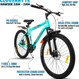 MTB SEA Blue Cycle with Dual Disc Brake & Front Suspension Bicycle for Adults 26 T (inch) Mountain Cycle-image-48