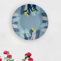 quirk india Blue Ceramic Fenerty Carolina Leaf Decorative Wall Plate-picture-29