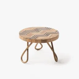 Handcrafted Wooden Serving Stand with Designer Metal Legs Wooden Cake Server-28