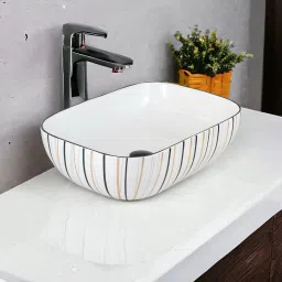 Premium Quality Attractive Ceramic Glossy Art Basin For Bathrooms & Living Room AR-015 [18 x 13 x 5]INCH Table Top Basin-image-43