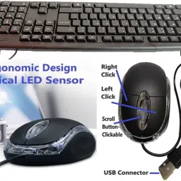 ANJO Wired USB Keyboard-Wired LED Mouse-Non Slip Mouse Pad-2.0 USB Hub-OTG Type C Combo Set image 3