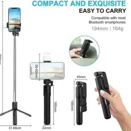 Rangwell Wireless Selfie Stick Stand Remote Flash Light All Smartphones Monopod Kit Tripod Kit, Tripod, Monopod Kit image 3