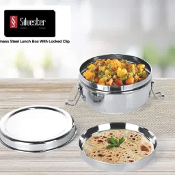 Premium Stainless Steel Lunch Box with Separate Partition Plate & Locking Clip 1 Containers Lunch Box-2