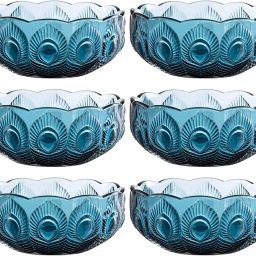 Glass Dessert Bowl Glass Dessert Bowl Peacock Feather Glass Bowl Serving for Dessert-image-60