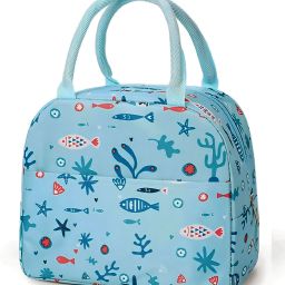Lunch Tiffin Bag Box Insulated Thermal for School College Office LB12-Fish Waterproof Lunch Bag-image-32