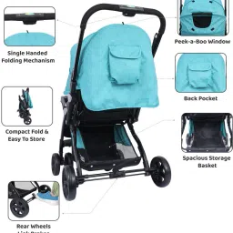 1st step Grande Pro Stroller With 5 Point Safety Harness And Reversible Handlebar Pram image 4