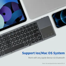 DooBuy Foldable Bluetooth Keyboard with Touchpad Compatible with iOS/Mac OS - Multi Device Rechargeable Wireless Keyboard with Trackpad for iMac, iPad, iPad Pro Laptop Accessory image 3