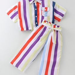 CrayonFlakes Girls Striped Shirt With Palazzos-image-43