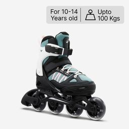 Kids Skating Shoes Inline Fit 5 Green White-image-6