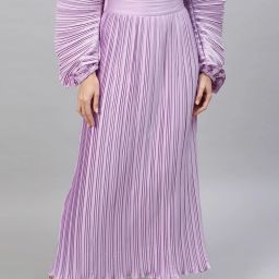 Women Solid Pleated Purple Skirt-image-49