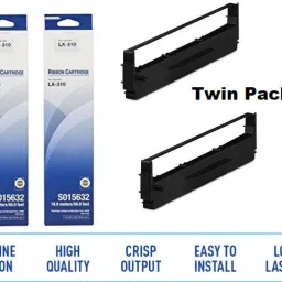 Haedlink Haedlink 2 Pcs Combo Set Ep.son LX-310 LX310 Ribbon Ink Cartridge Black Ink Toner-19