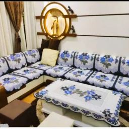 Polycotton Floral 3+3 Seater L-Shape Sofa Cover-image-27