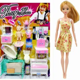 Dollhouse Playset Sets with 20 Accessories for Girl's with One Doll Pack of 2-image-41