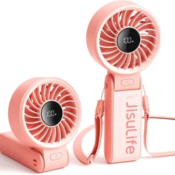 Optimistic JISULIFE Handheld Fan Powerful Portable Fan & LED Display 13Hrs Max Cooling 150°Folded 5Speeds Lanyard 3-IN-1 Hand/Desk/Neck Fan Gift for Women Rechargeable Fan-picture-20