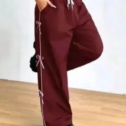 Women Regular Fit Maroon Polyester Trousers-image-72