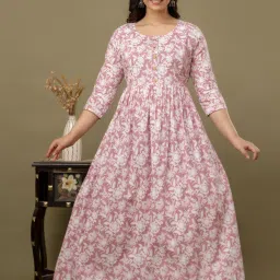 Floral Print Pure Cotton Stitched Flared/A-line Gown-picture-15