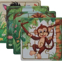 Wooden Animals Shape Paperless Jigsaw Puzzle Wooden Cartoon Animals Toys-19