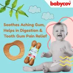 babycov Natural Neem Wood Teether sets for 3+ Months Baby (Set of 3) Teether image 3