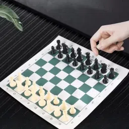 3D 17X17 Tournament Chess Vinyl Foldable Chess Game with Solid Plastic Pieces 17 cm Chess Board-image-95