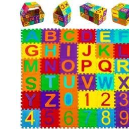 kidzfun 36 Pieces of Learning Alphabets Mats for Kids/Brain Developing Educational Interlocking Puzzle/Alphabet & Numbers Puzzle Foam Mat for Kids, Boy, Girls Toddlers / (Mini Multi-Color Puzzle) image 4
