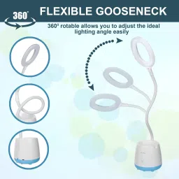 akr Rocklight Touch On/Off Switch LED Desk Lamp/Student Study Reading/Learning Dimmer/Brightener Rechargeable Led Table Lamps Table Lamp ( 32 CM, White , Blue) Study Lamp image 5