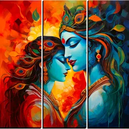 Radha Krishna Painting Wall Decorative Painting For Home Digital Reprint 18 inch x 18 inch Painting-image-7