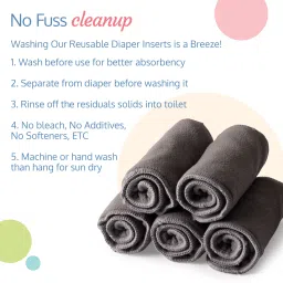 luvlap Reusable Diaper Inserts (Set of 5) 5 Layers Bamboo Charcoal Inserts image 5
