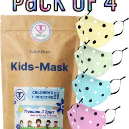 SUPER SAFETY 3 Layer cartoon print kids mask combo pack Reusable Washable Breathable Skin Friendly Soft Cotton Fabric Face Mask with Adjustable Ear loops for Boys Girls Children Babies (Anti Pollution Mask , Anti Viral Mask , Anti Bacterial Mask ) (School Mask , Outdoor Mask , Kids Party Mask) (Child Mask , Kids Mask 3 years, Kids Mask 4 years , kids Mask 5 years , kids mask 6 years , kids mask 7 years , kids mask 8 years , kids mask 9 years , kids mask 10 years up to 14 yrs ) DOT Print-4-PCS-Pink-Pista-Yellow-S Blue Reusable, Washable Cloth Mask-10
