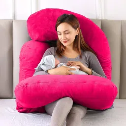 ultra soft j shaped pillow Microfibre, Polyester Fibre Solid Pregnancy Pillow Pack of 1-image-64