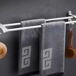 Towel Rod Wall Mounted Double Aluminium Rail Napkin Holder for Home 24 inch 2 Bar Towel Rod-image-34