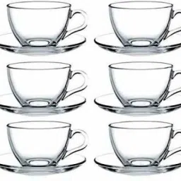 Pack of 12 Glass lass Crystal Clear Classic Glass Tea & Coffee Cup and Saucer Set, for Espresso Cappuccino hot Chocolate Green Tea and More-image-26