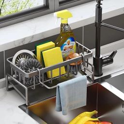 Dish Drainer Kitchen Rack Sponge Holder for Kitchen Auto Draining Sink Organizer Caddy Kitchen StorageRack Iron-image-32