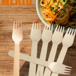 wektu Generic Wooden Fork/Food Grade/Smooth Edge/100PC/07 Disposable Wooden Dinner Fork Set-picture-14