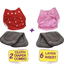 All New Solid Multicolour Reusable Washable Daily Use Cloth Button Diaper Nappy With Black Insert For Infants Baby New Born To 2 Year (2 Diaper +2 Insert)-15