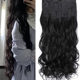Curly For Women and Girls, 5 Clip-ins (Black) Hair Extension-image-85